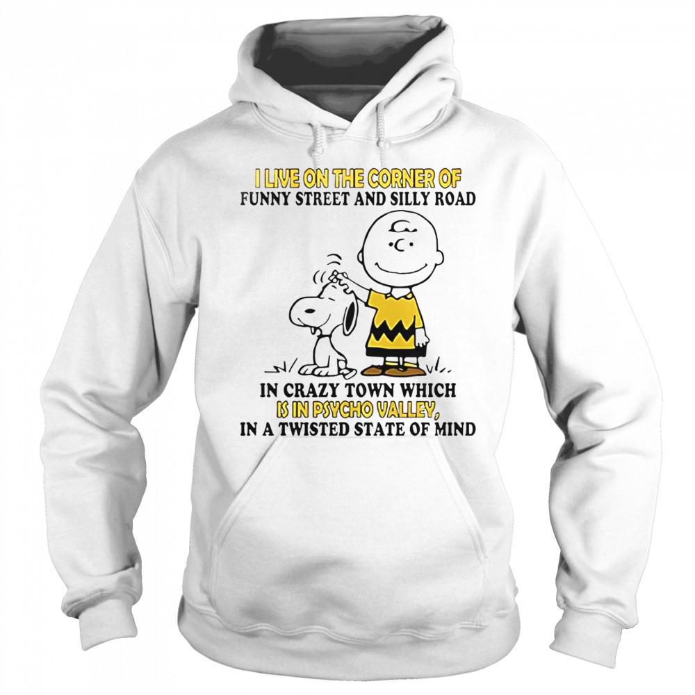Snoopy And Charlie Brown I Live On The Corner Of Funny Street And Silly Road T-Shirt Sweatshirt