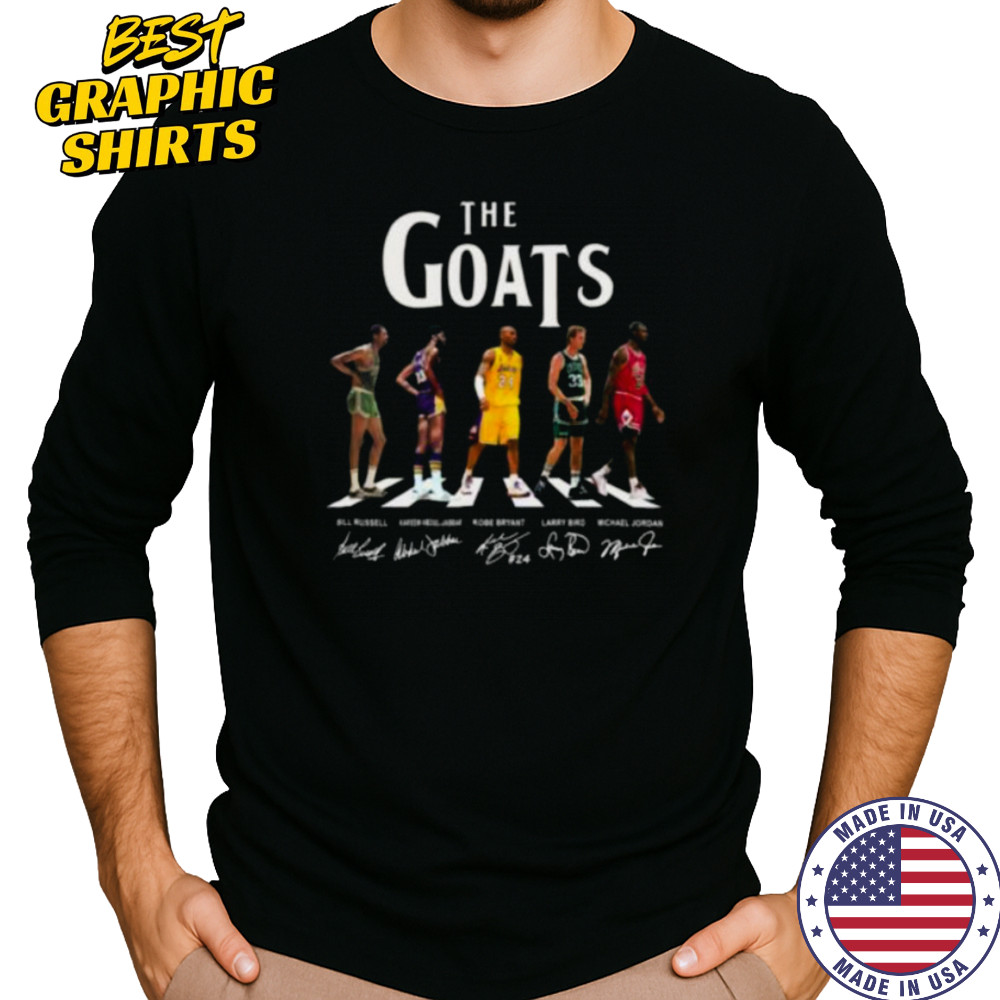 Bill Russell Kobe Bryant Larry Bird Michael Jordan The NBA Goats Shirt Long Sleeved