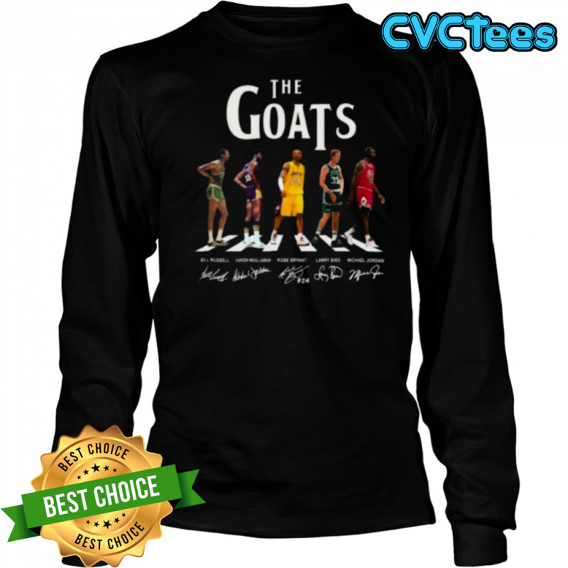 Bill Russell Kobe Bryant Larry Bird Michael Jordan The NBA Goats Shirt Long Sleeved