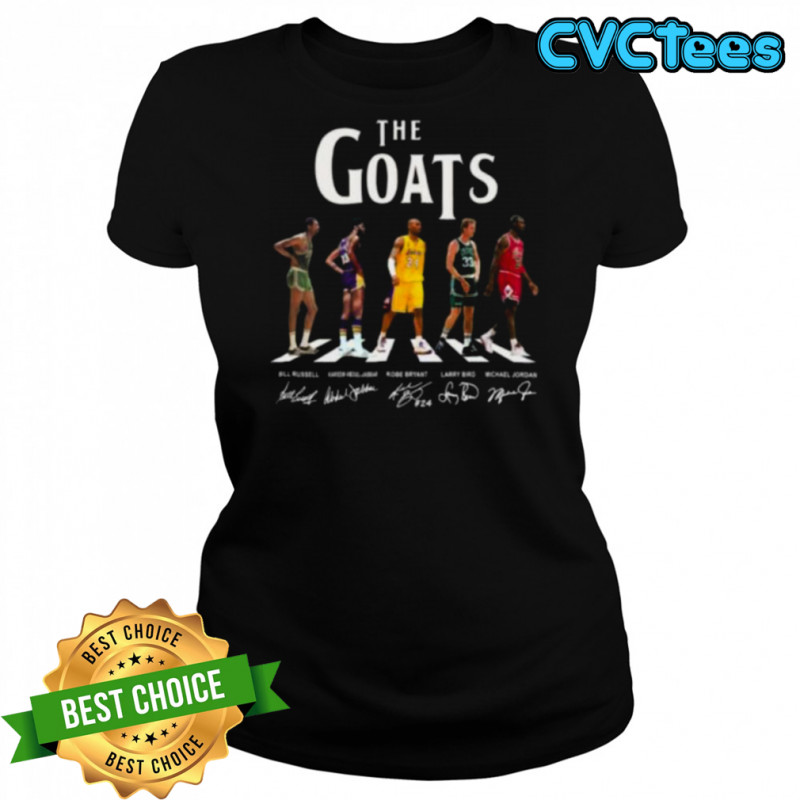 Bill Russell Kobe Bryant Larry Bird Michael Jordan The NBA Goats Shirt Women's T-shirt