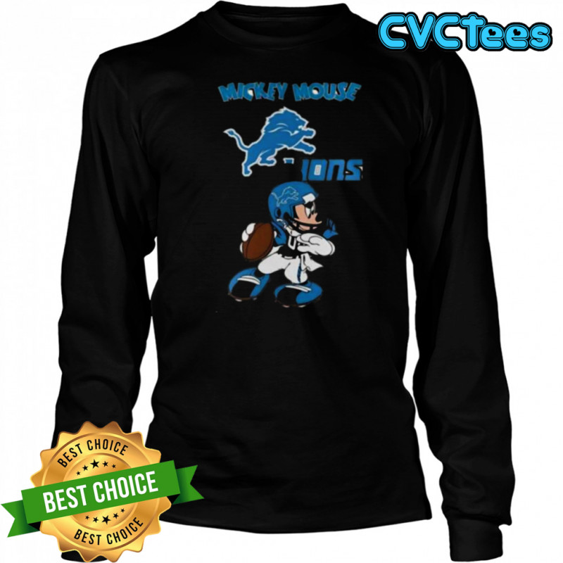 Detroit Lions Football Nfl X Mickey Mouse Movie Baseball Shirt Long Sleeved