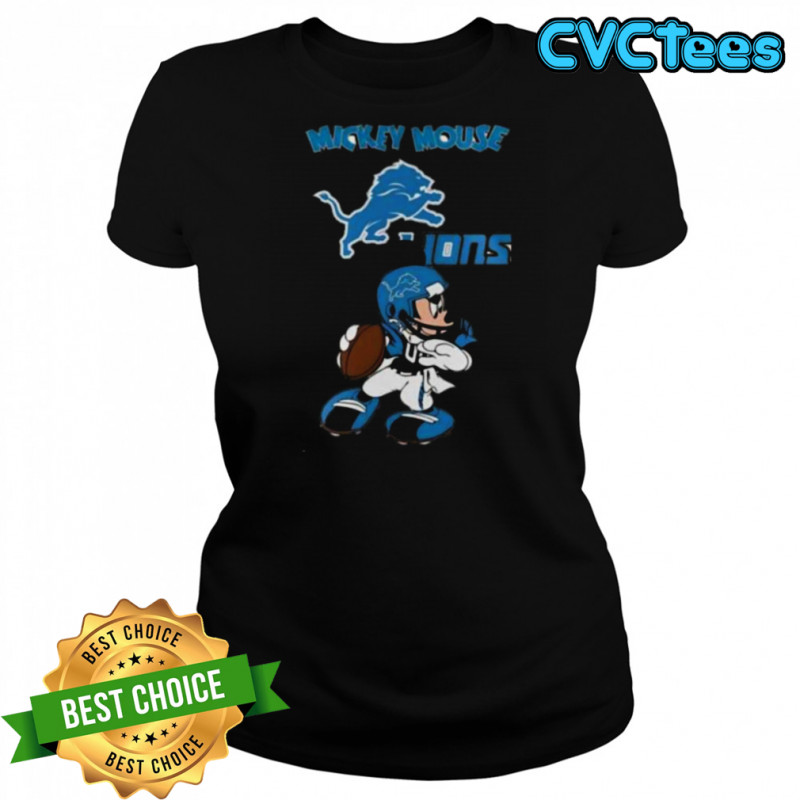 Detroit Lions Football Nfl X Mickey Mouse Movie Baseball Shirt Women's T-shirt