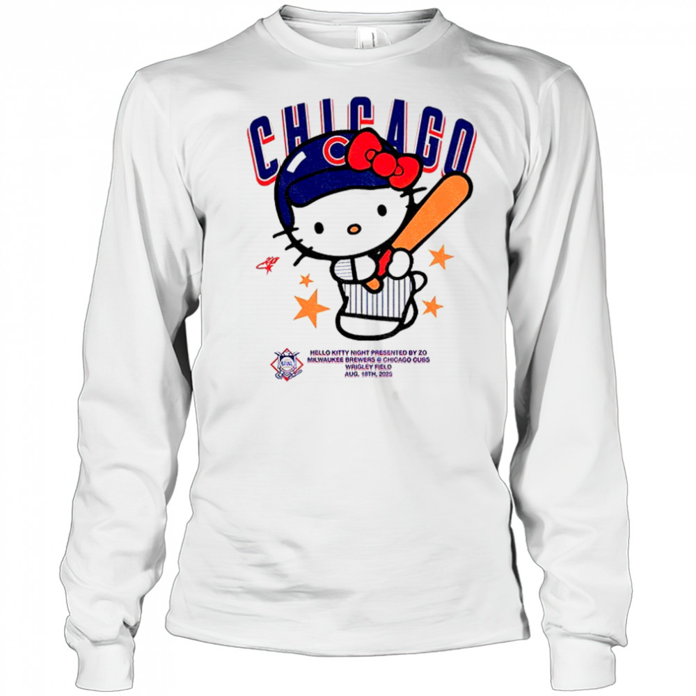 Hello Kitty Chicago Cubs MLB 2025 t shirt Long Sleeved