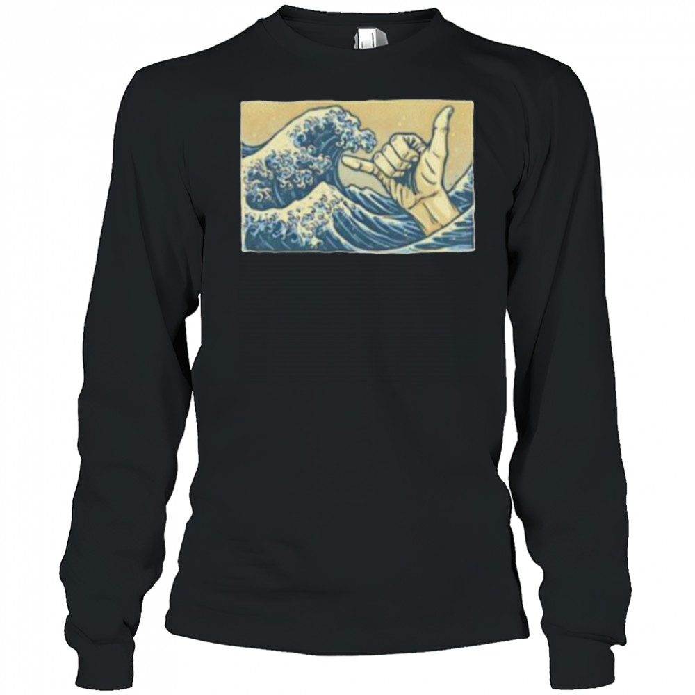 Hokusai’s The Great Wave off Kanagawa catch some waves hand sign shirt Long Sleeved