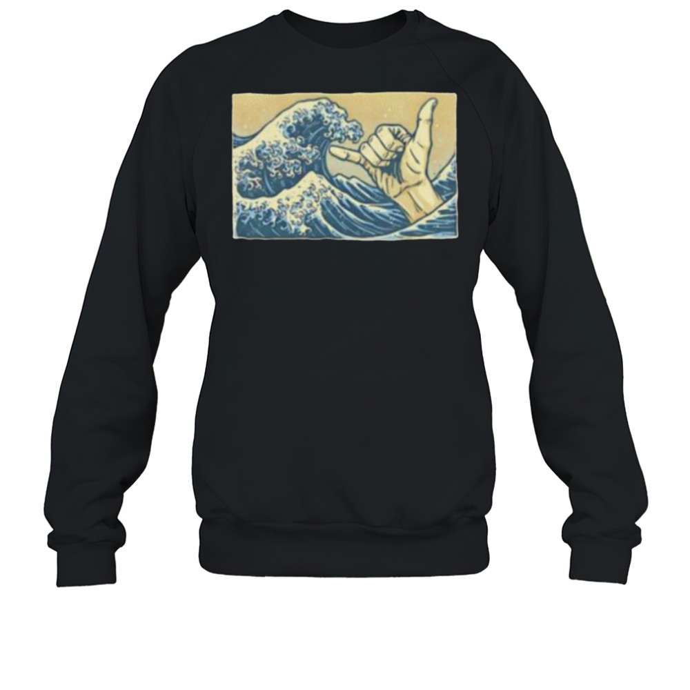 Hokusai’s The Great Wave off Kanagawa catch some waves hand sign shirt Sweatshirt