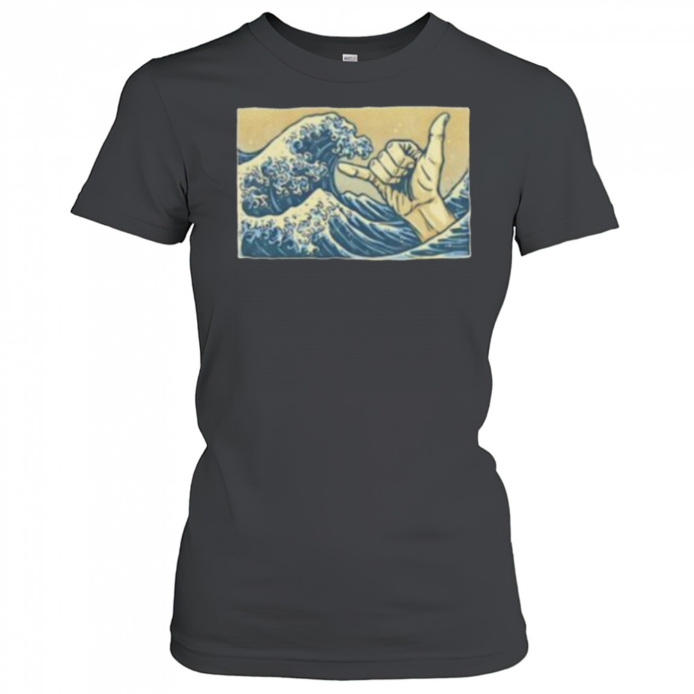 Hokusai’s The Great Wave off Kanagawa catch some waves hand sign shirt Women's T-shirt