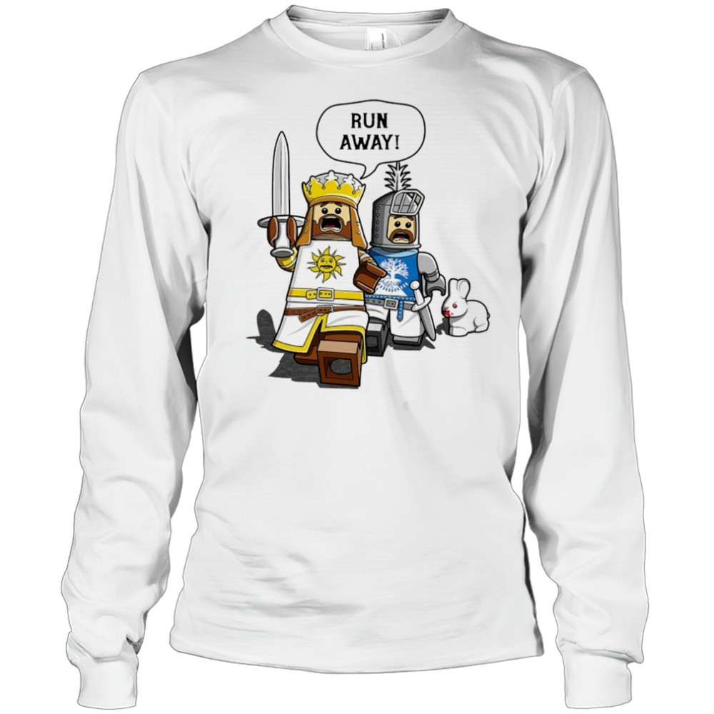 King Arthur and Sir Bedevere Lego run away shirt Long Sleeved