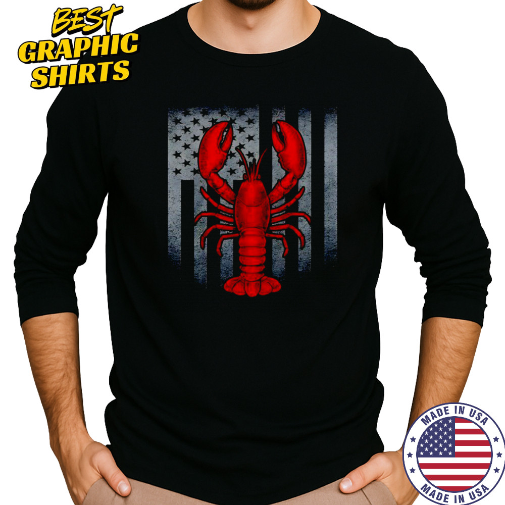 Lobster Patriotic flag shirt Long Sleeved
