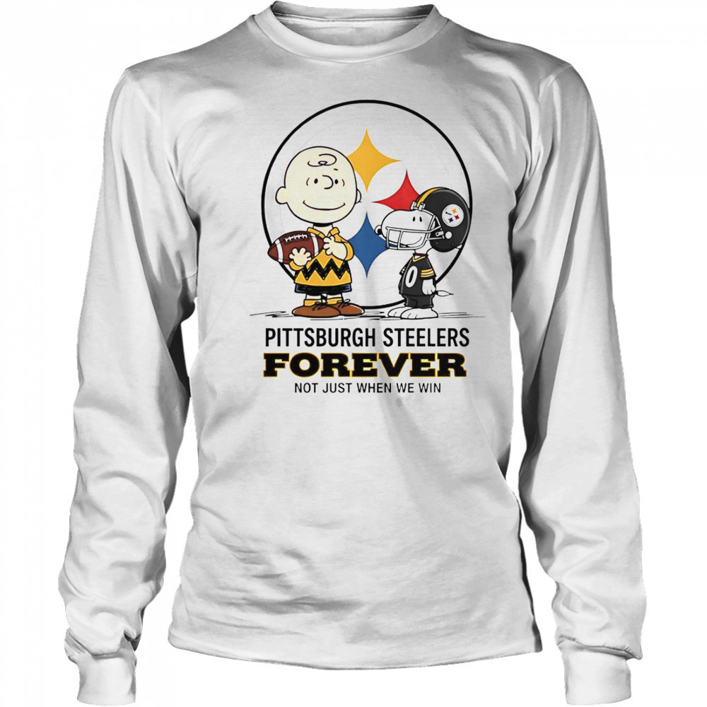 Pittsburgh Steelers Charlie Brown Snoopy Steelers Forever Not Just When We Win T-Shirt Long Sleeved