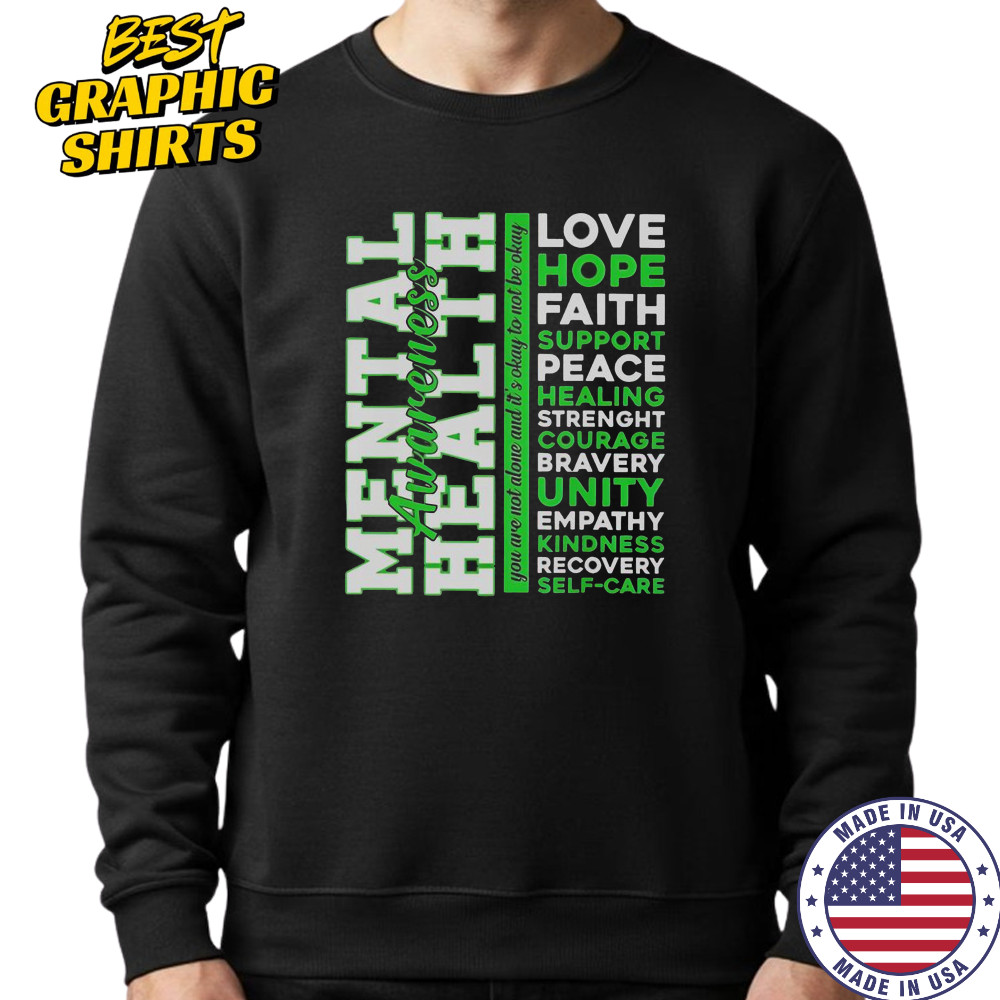 Positive Green Words Mental Health Awareness Classic T-Shirt Hoodie