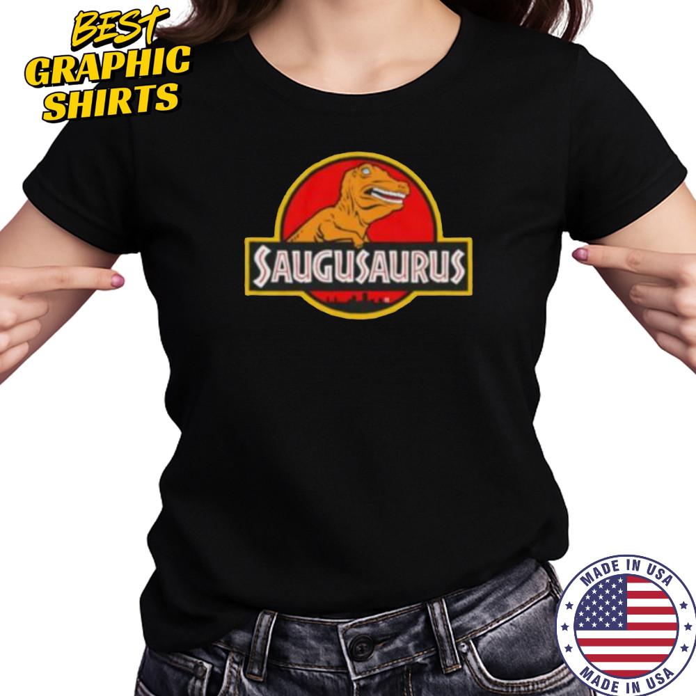 Saugusaurus Orange Dinosaur X Jurassic Park logo shirt Women's T-shirt