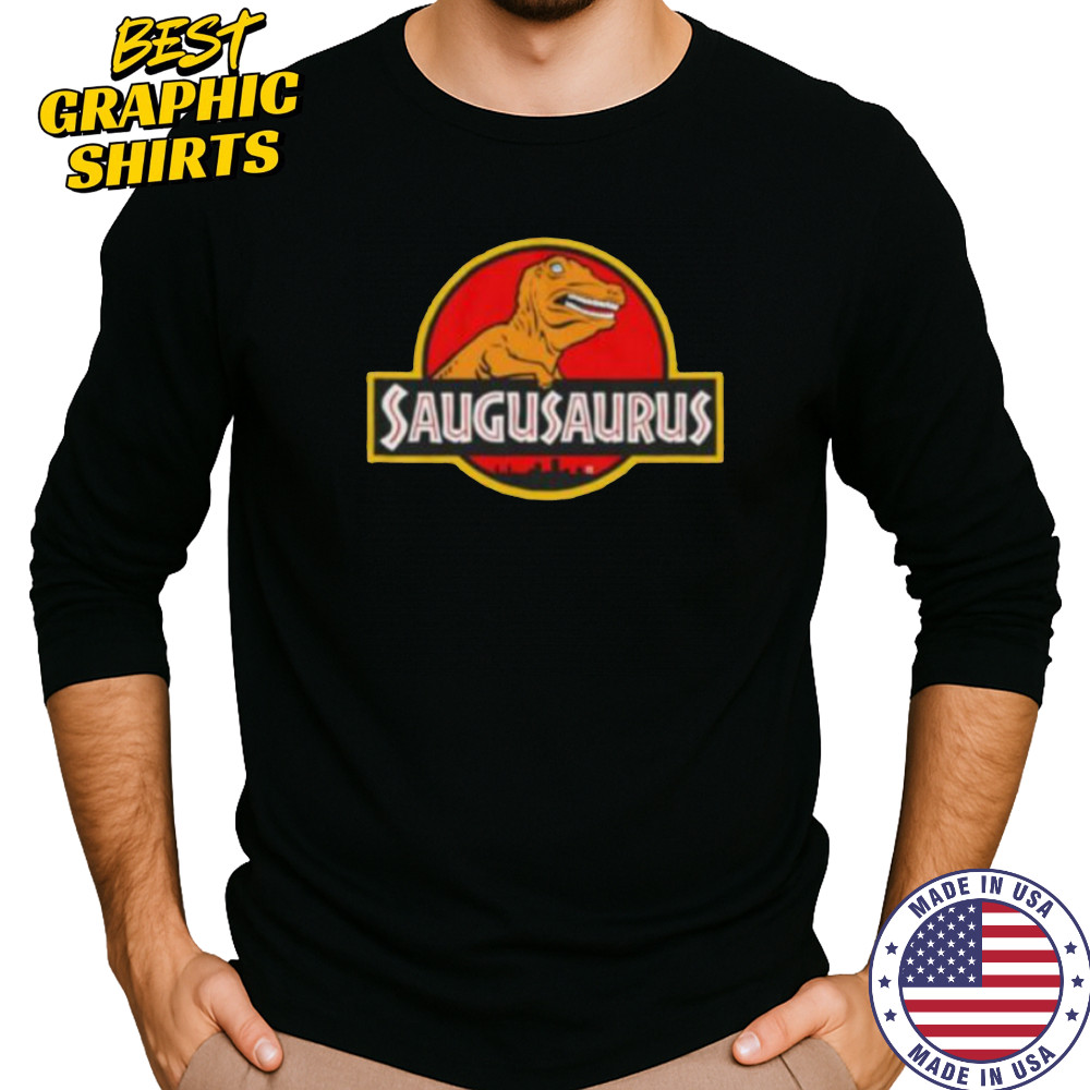 Saugusaurus Orange Dinosaur X Jurassic Park logo shirt Long Sleeved