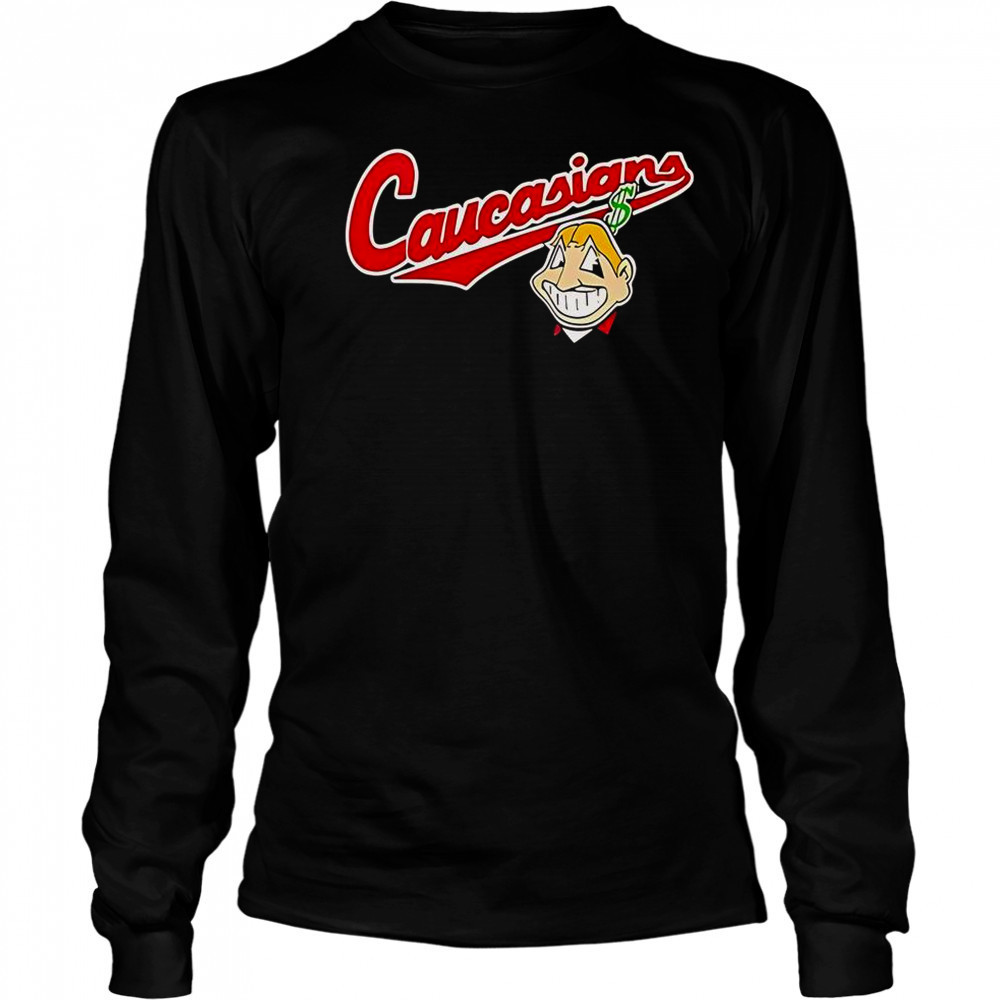 Bomani Jones Caucasians Chief Wahoo Logo T-Shirt Long Sleeved