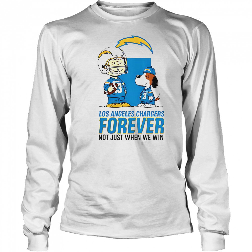 Los Angeles Chargers Charlie Brown Snoopy Chargers Forever Not Just When We Win T-Shirt Long Sleeved