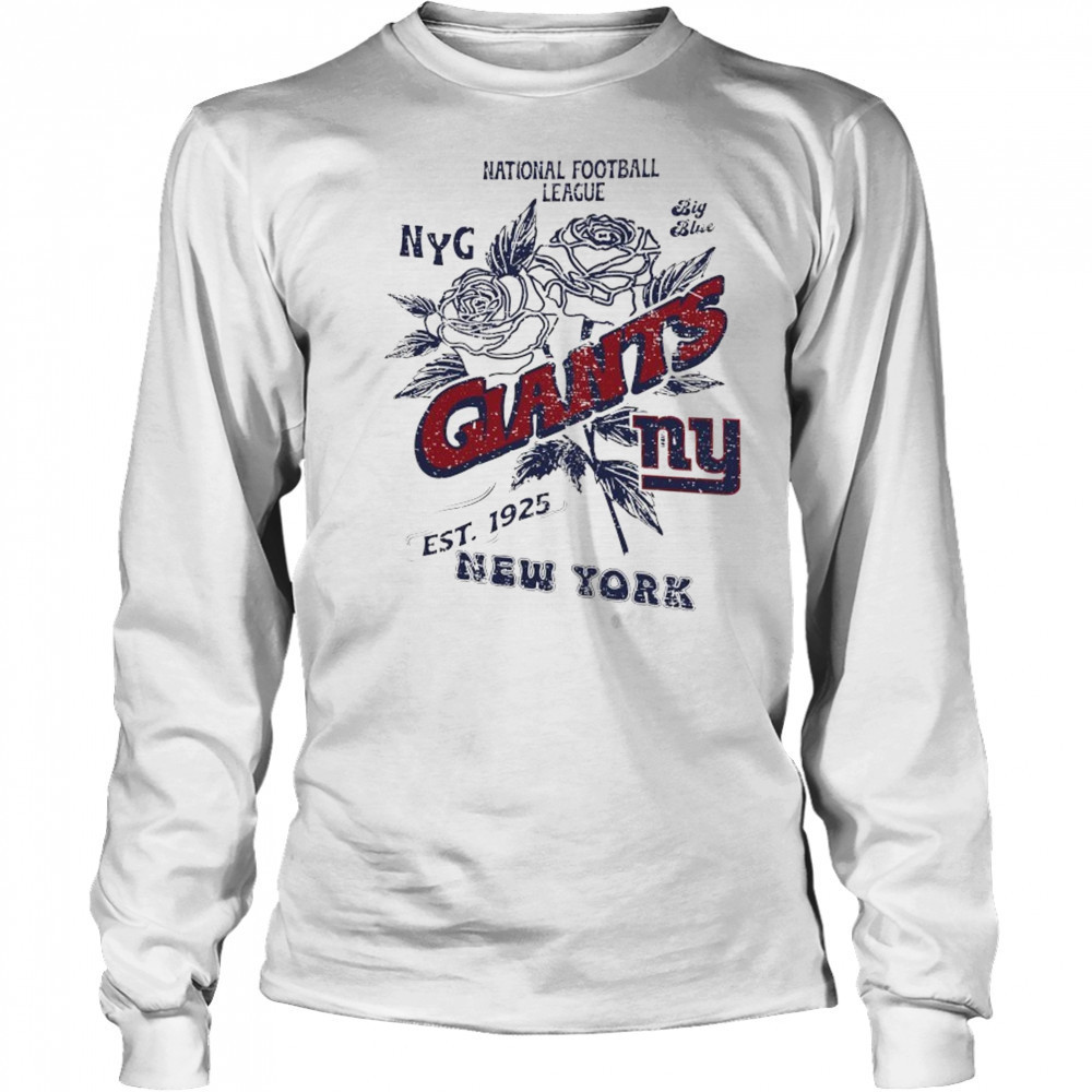 New York Giants National Football League NYG big Blue Stripe Distressed Raglan shirt Long Sleeved