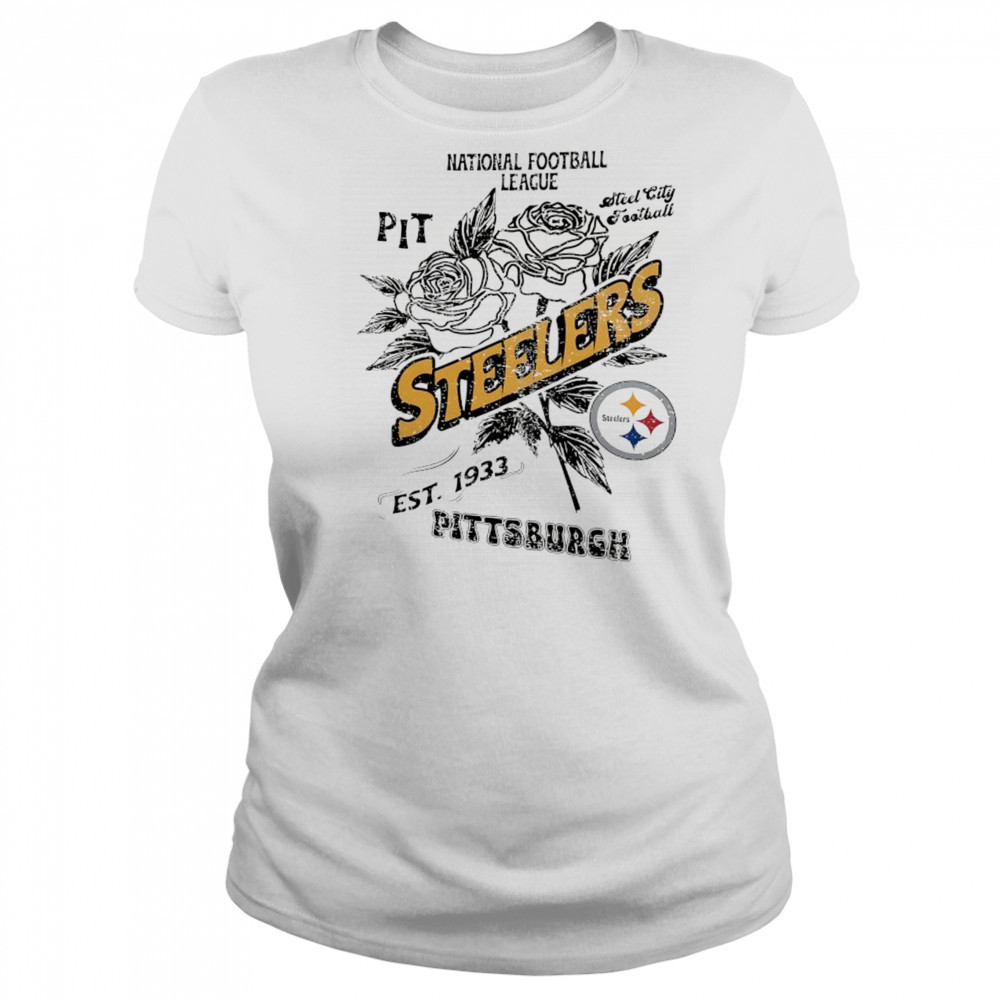 Pittsburgh Steelers National Football League PIT Steel City football Stripe Distressed Raglan shirt Women's T-shirt