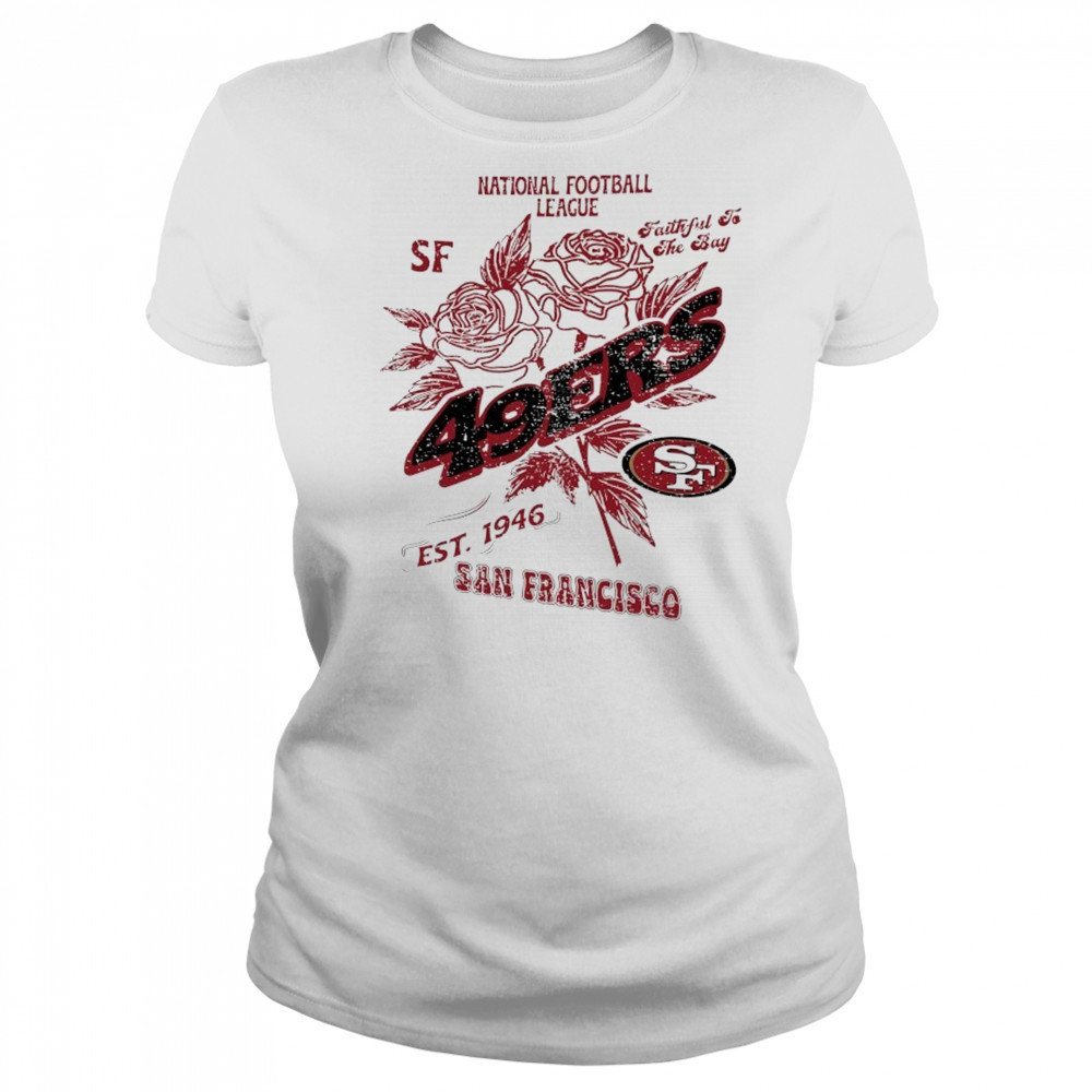 San Francisco 49ers National Football League SF faithful to the Bay Stripe Distressed Raglan shirt Women's T-shirt
