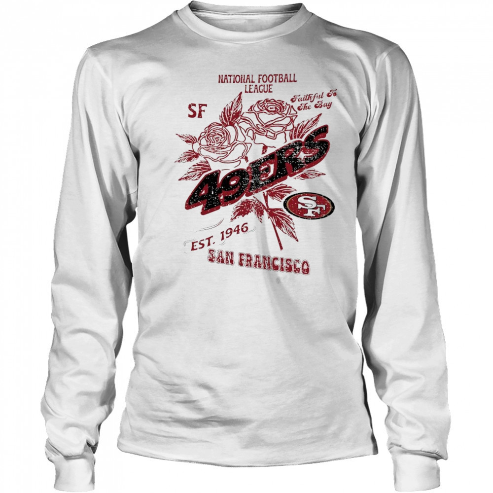 San Francisco 49ers National Football League SF faithful to the Bay Stripe Distressed Raglan shirt Long Sleeved