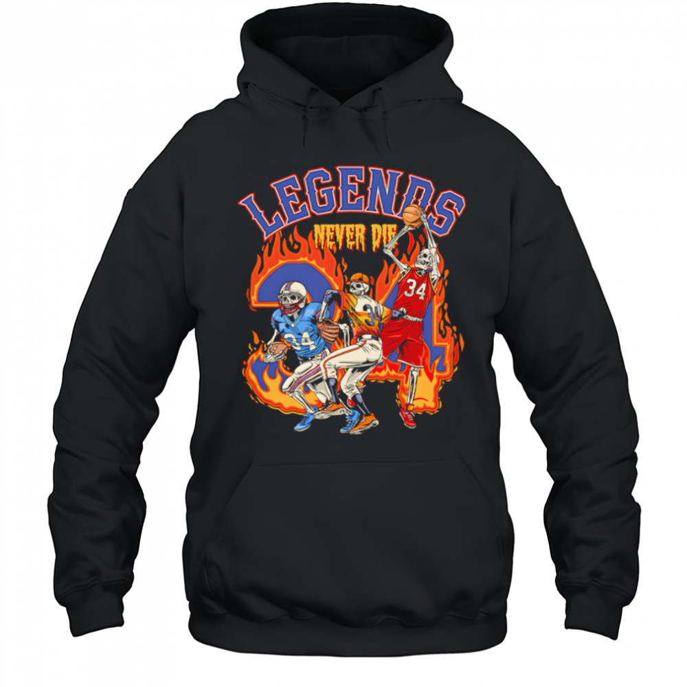 Skeleton 34 Legends Never Die basketball shirt Hoodie