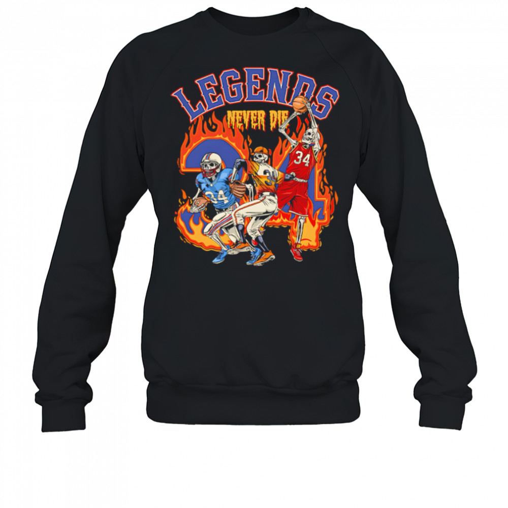 Skeleton 34 Legends Never Die basketball shirt Sweatshirt