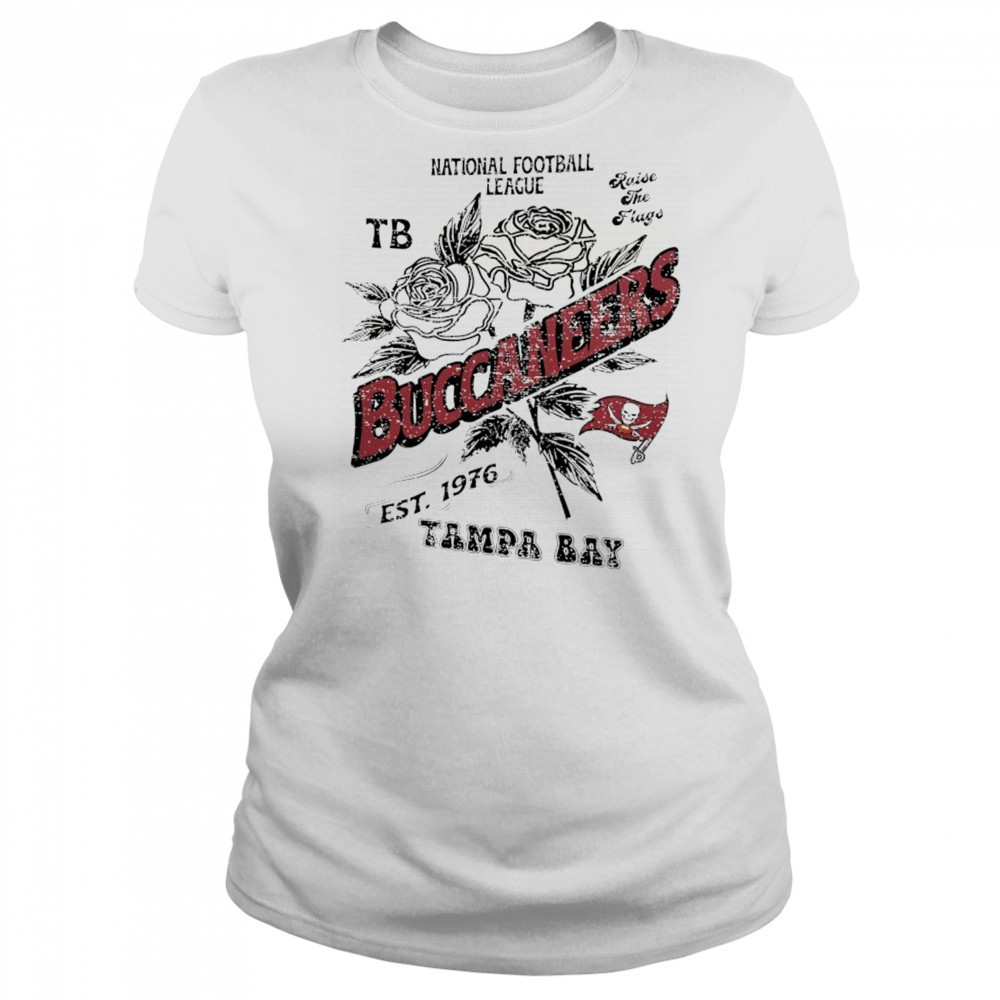 Tampa Bay Buccaneers National Football League TB Raise the Flags Stripe Distressed Raglan shirt Women's T-shirt