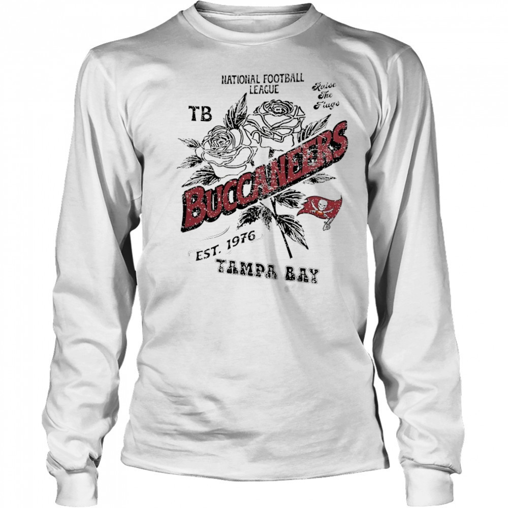 Tampa Bay Buccaneers National Football League TB Raise the Flags Stripe Distressed Raglan shirt Long Sleeved