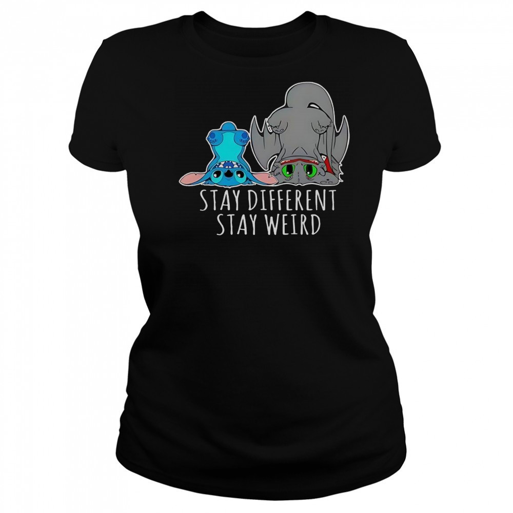 Toothless And Stitch Stay Different Funny Cartoon T-Shirt Women's T-shirt