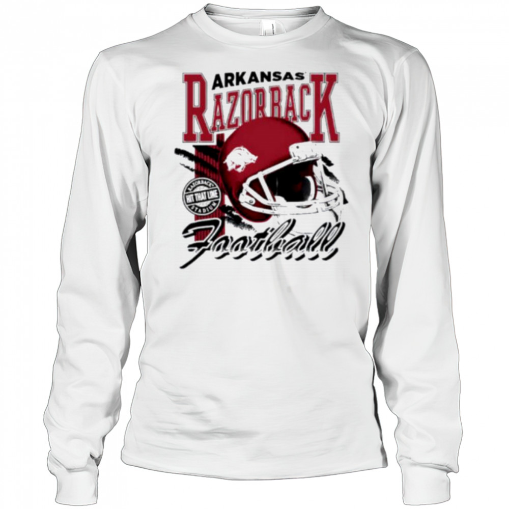 Arkansas Razorbacks hit that line varsity helmet shirt Long Sleeved