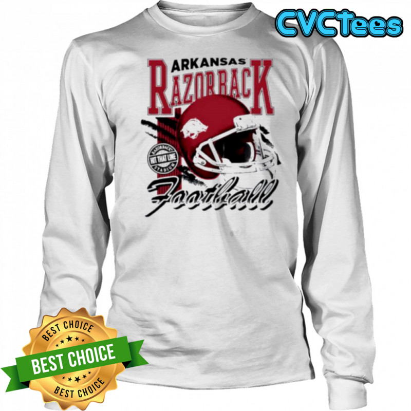 Arkansas Razorbacks hit that line varsity helmet shirt Long Sleeved