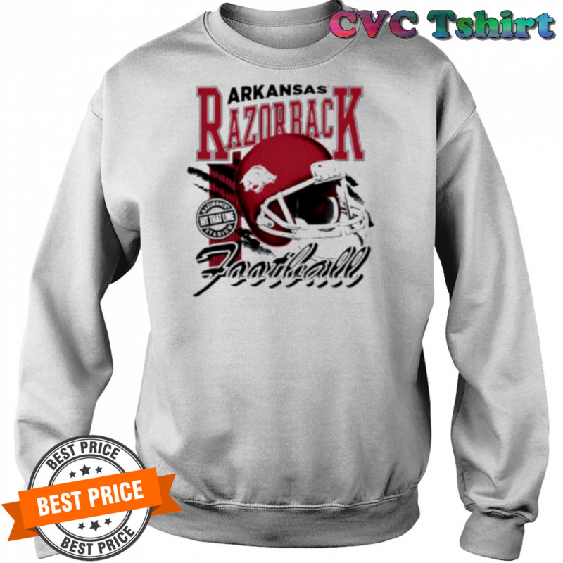 Arkansas Razorbacks hit that line varsity helmet shirt Sweatshirt