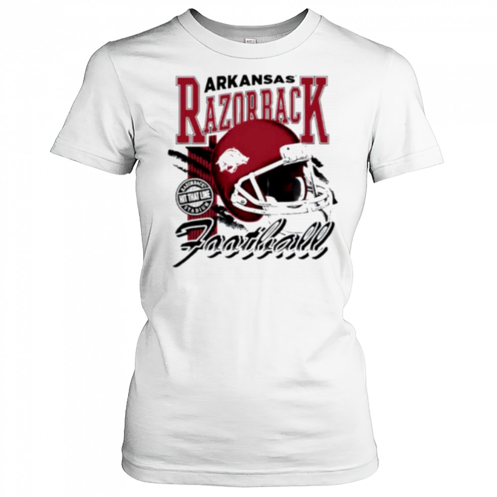 Arkansas Razorbacks hit that line varsity helmet shirt Women's T-shirt