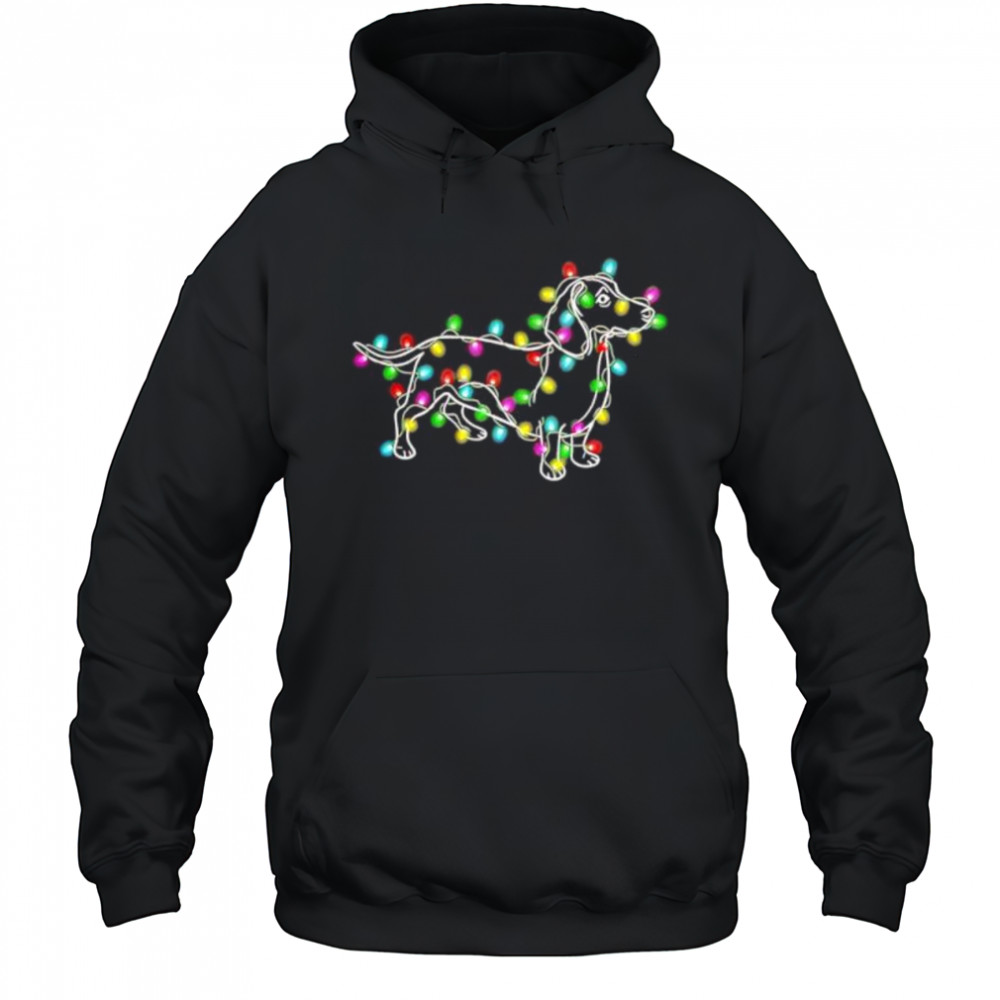Dachshund Dogs Tree Christmas lightning shirt Hoodie