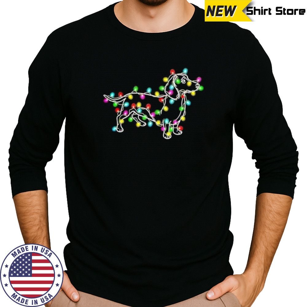 Dachshund Dogs Tree Christmas lightning shirt Long Sleeved