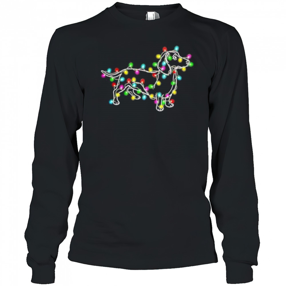 Dachshund Dogs Tree Christmas lightning shirt Long Sleeved