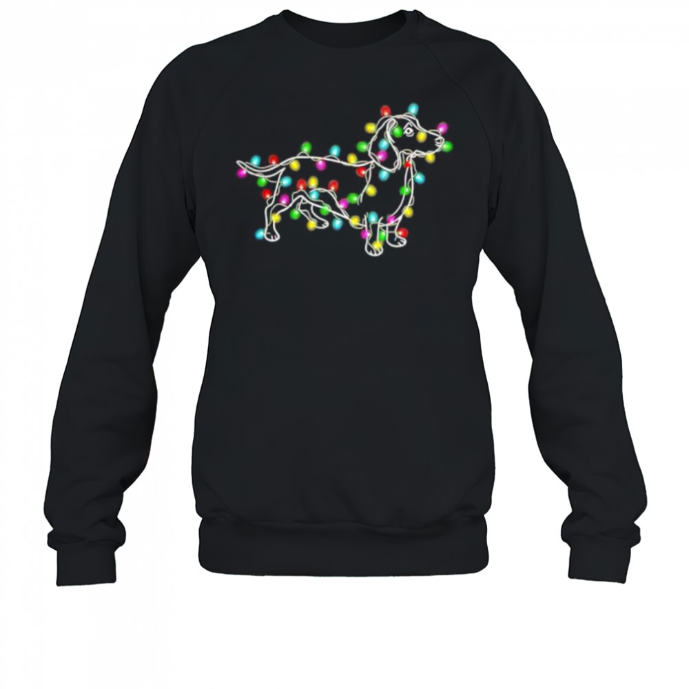 Dachshund Dogs Tree Christmas lightning shirt Sweatshirt