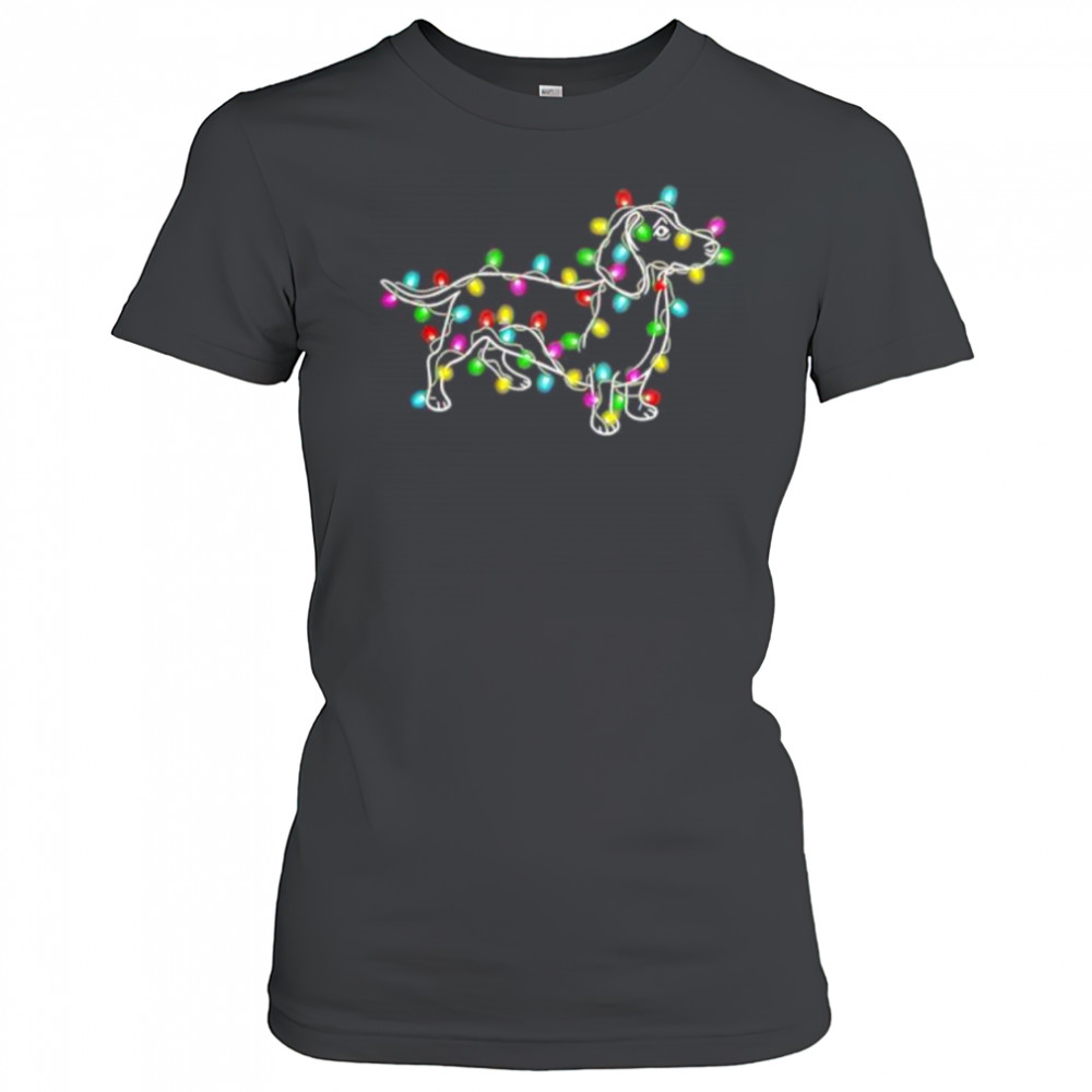 Dachshund Dogs Tree Christmas lightning shirt Women's T-shirt