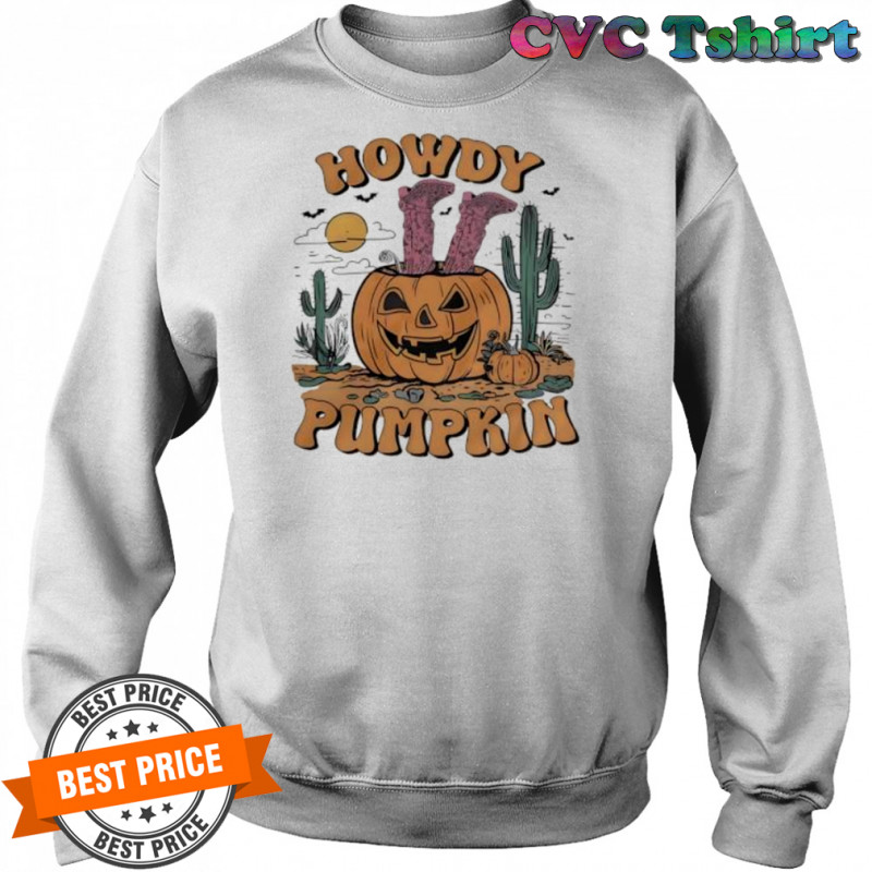 Howdy Halloween Pumpkin Graphic Cowgirl shirt Sweatshirt