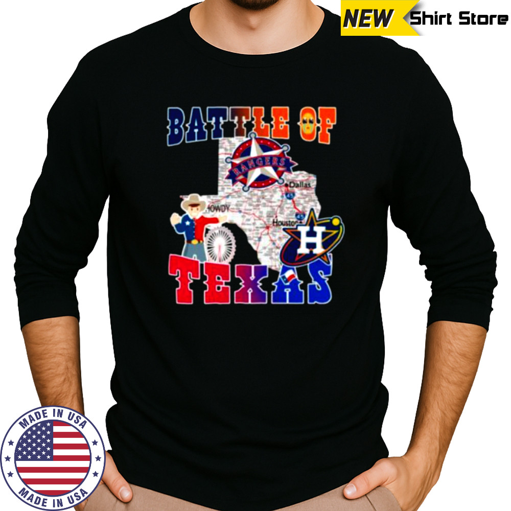 Map Houston Astros Vs Texas Rangers Battle Of Texas Shirt Long Sleeved