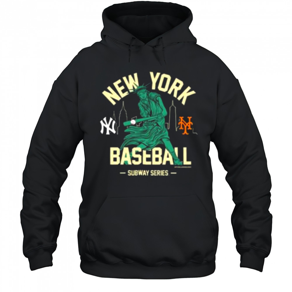 New York Yankees vs. New York Mets Mitchell & Ness Women’s Subway Series Swinging Liberty T Shirt Hoodie