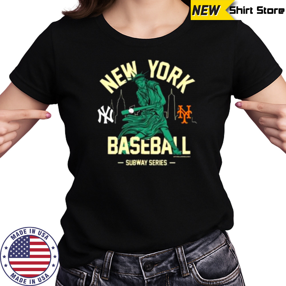 New York Yankees vs. New York Mets Mitchell & Ness Women’s Subway Series Swinging Liberty T Shirt Women's T-shirt