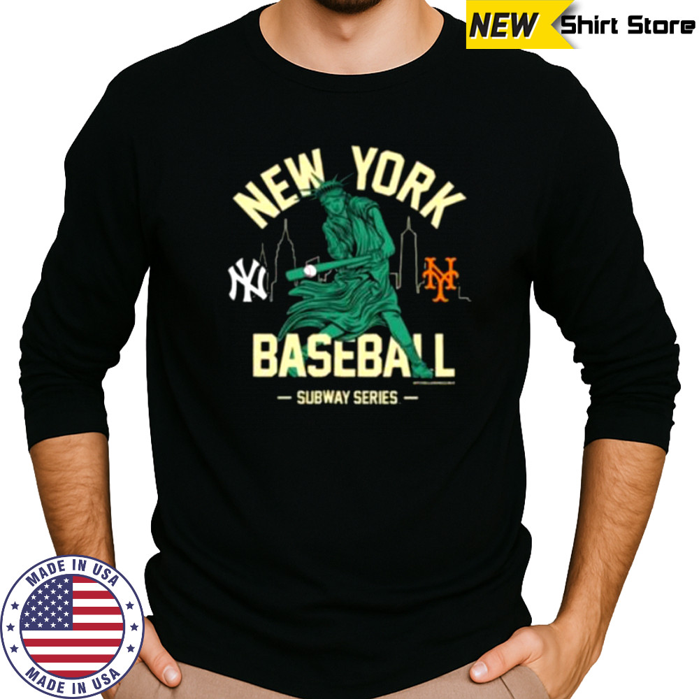 New York Yankees vs. New York Mets Mitchell & Ness Women’s Subway Series Swinging Liberty T Shirt Long Sleeved