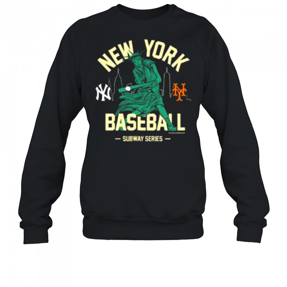 New York Yankees vs. New York Mets Mitchell & Ness Women’s Subway Series Swinging Liberty T Shirt Sweatshirt