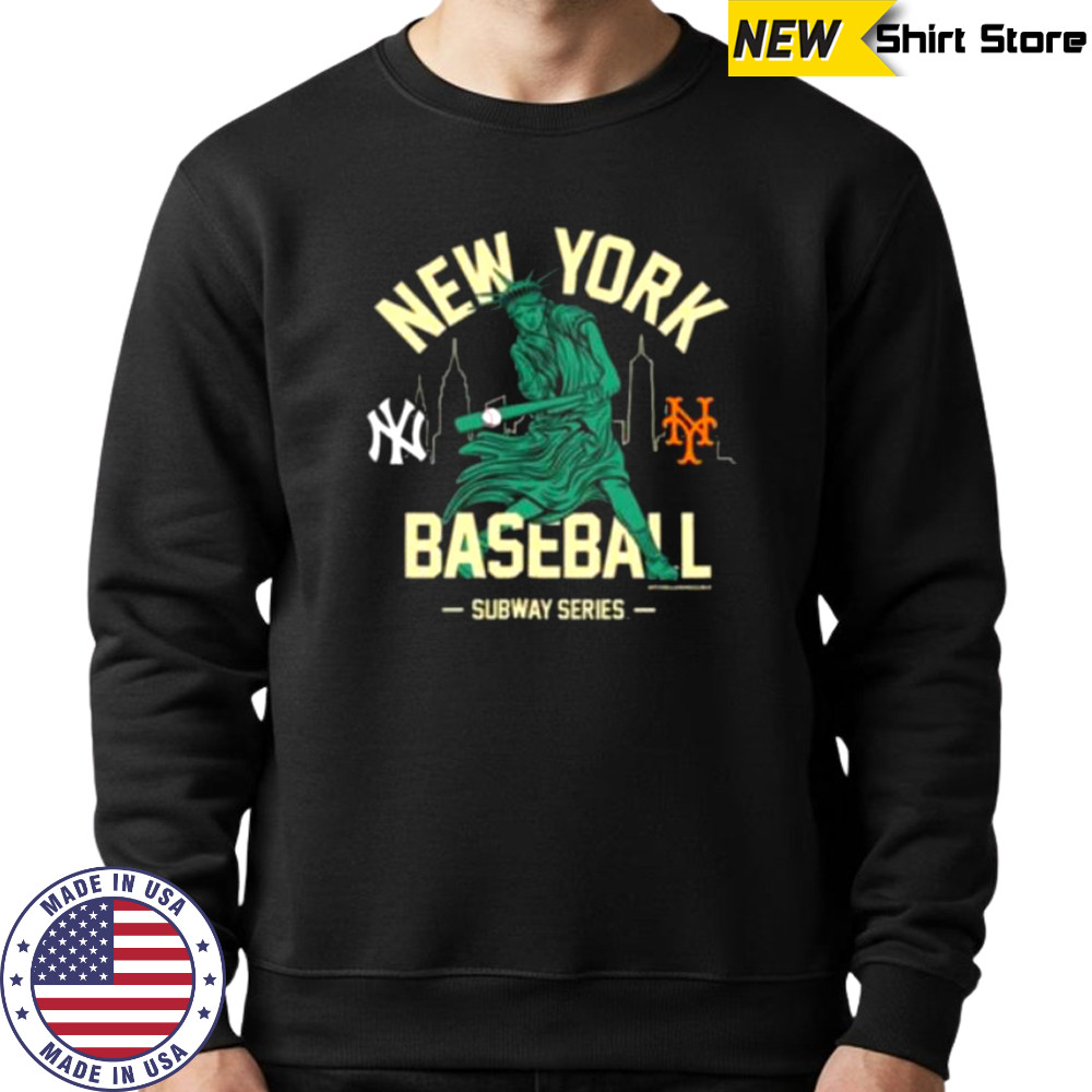 New York Yankees vs. New York Mets Mitchell & Ness Women’s Subway Series Swinging Liberty T Shirt Hoodie