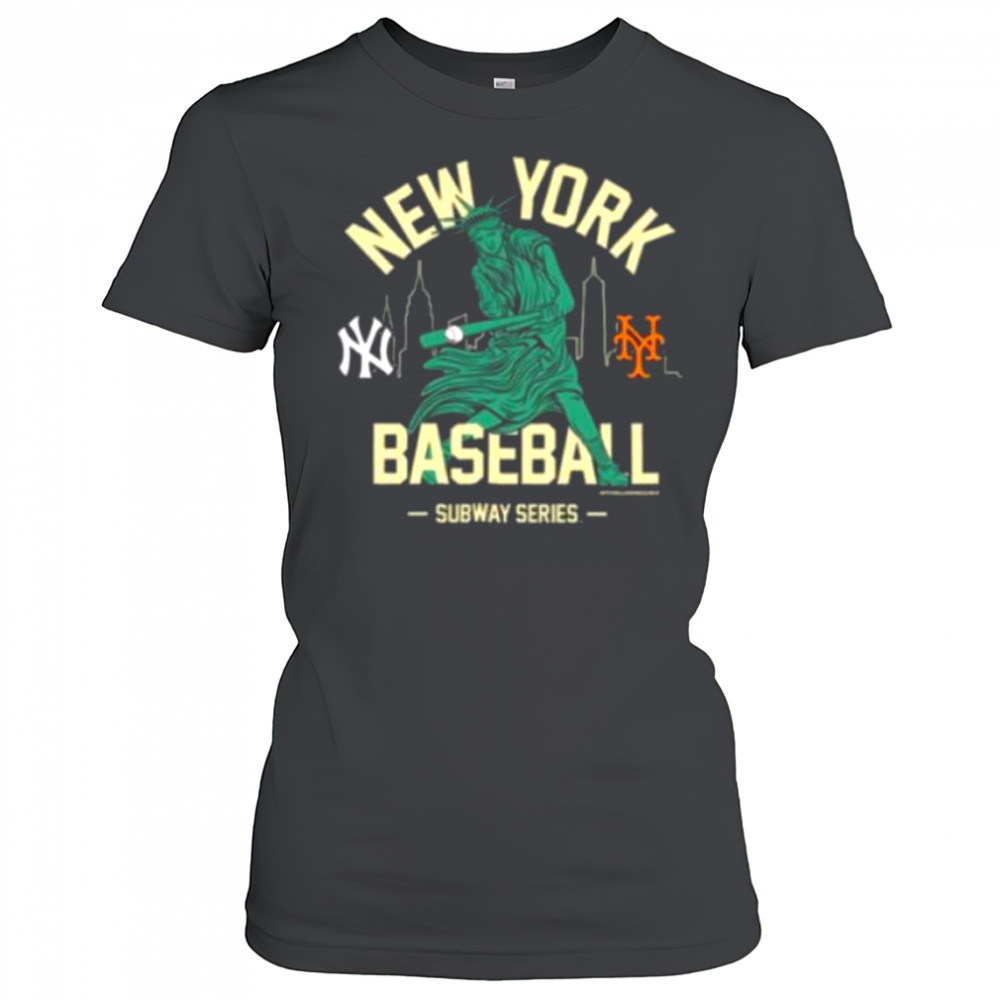 New York Yankees vs. New York Mets Mitchell & Ness Women’s Subway Series Swinging Liberty T Shirt Women's T-shirt
