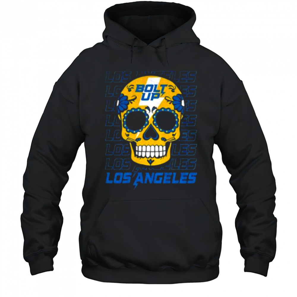 Sugar Skull Bolt Up Los Angeles Chargers MLB baseball 2025 gift for fans shirt Hoodie