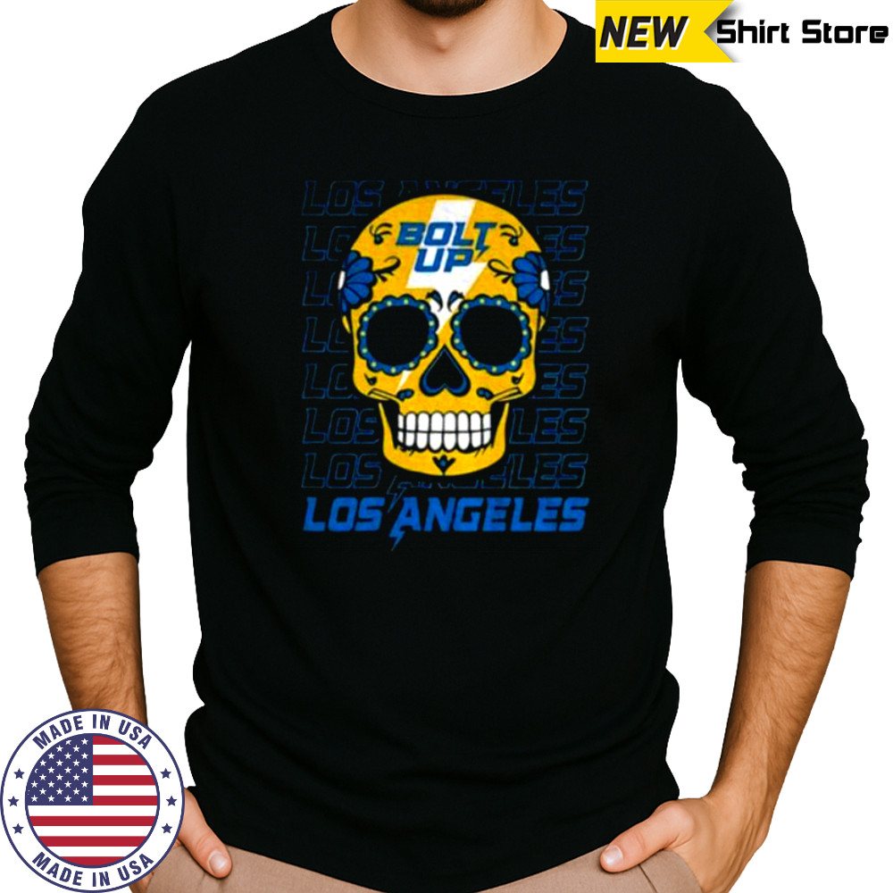 Sugar Skull Bolt Up Los Angeles Chargers MLB baseball 2025 gift for fans shirt Long Sleeved