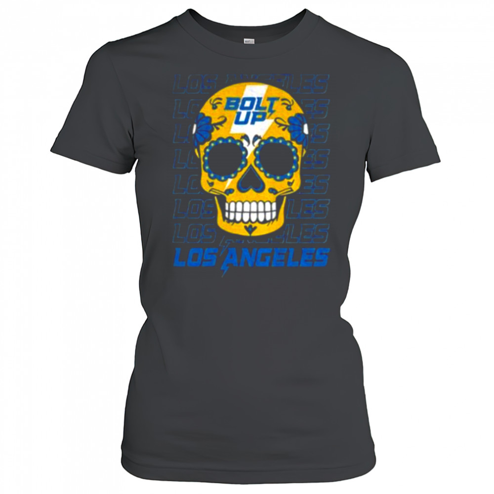 Sugar Skull Bolt Up Los Angeles Chargers MLB baseball 2025 gift for fans shirt Women's T-shirt