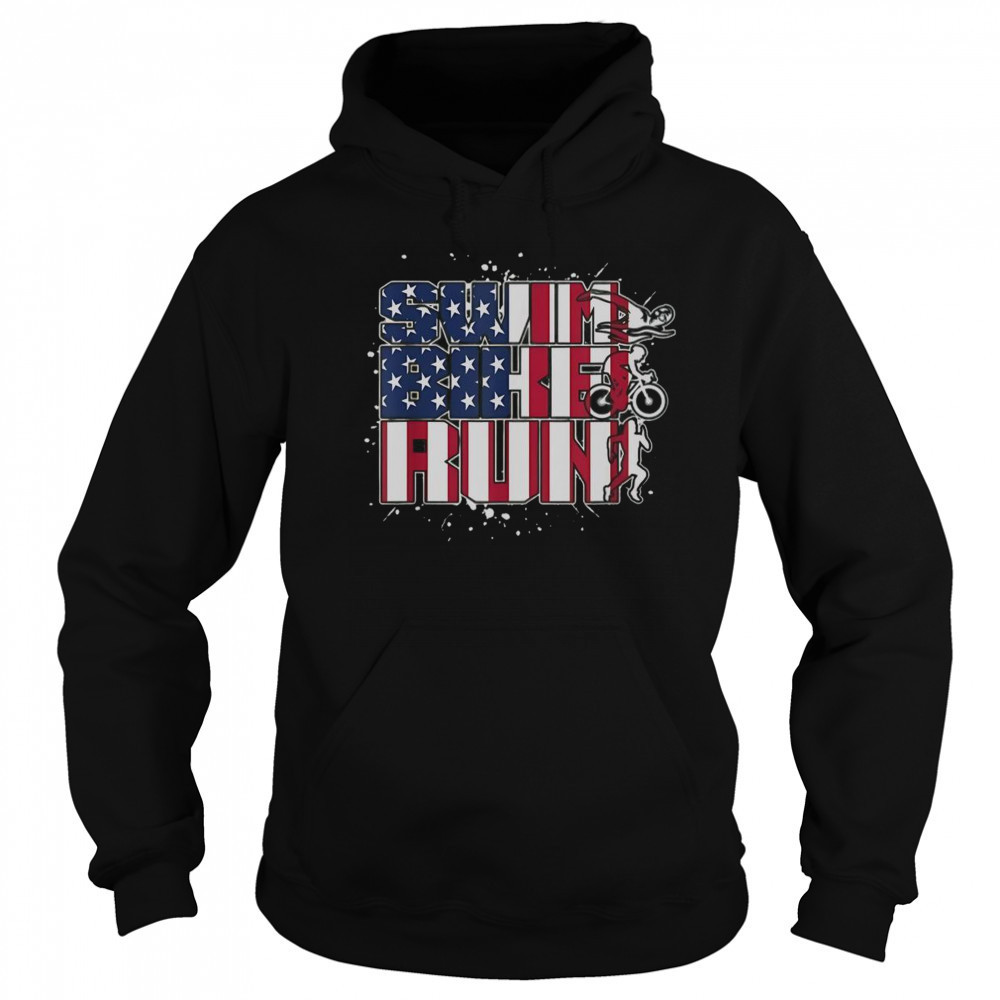 Swim Bike Run America Flag T-Shirt Sweatshirt