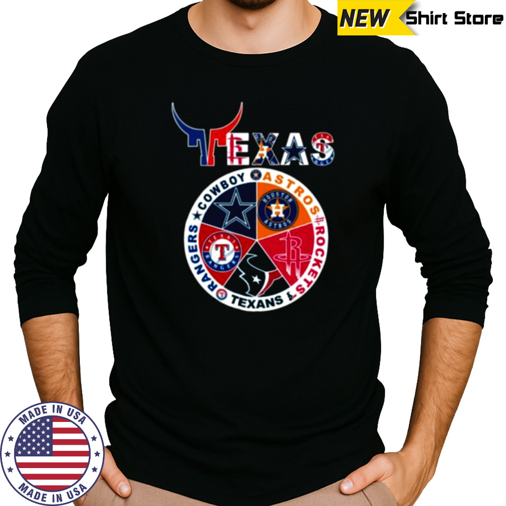 Texas Sports Teams Logo Cowboys x Astros x Rockets x Texans x Rangers Shirt Long Sleeved