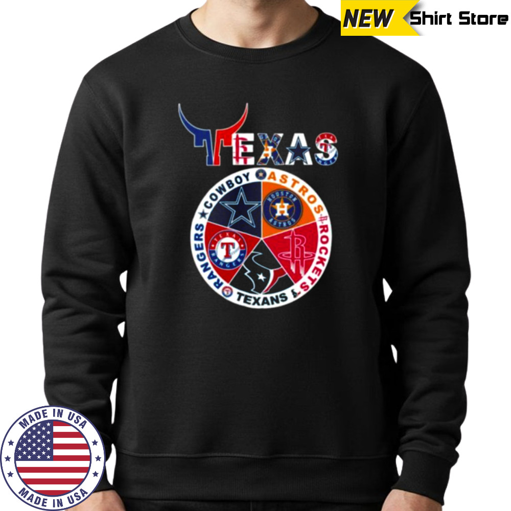 Texas Sports Teams Logo Cowboys x Astros x Rockets x Texans x Rangers Shirt Hoodie